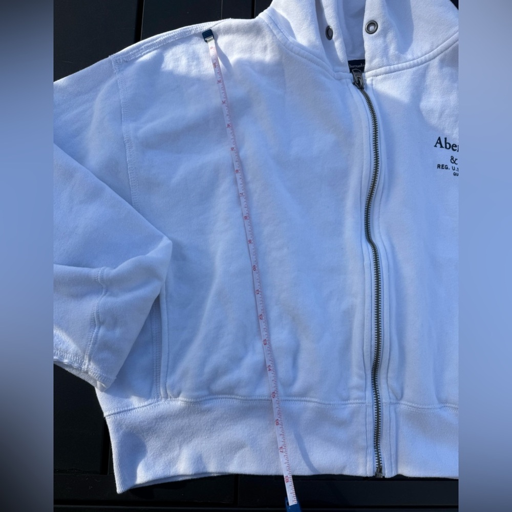 Y2K Abercrombie & Fitch Oversized White Zip Up Hoodie Sweatshirt Women’s Large - Picture 7 of 9